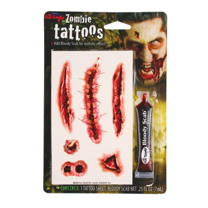 Zombie Tattoos with Bloody Scab - carnivalstore.de