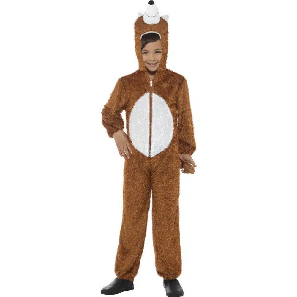 Kinder Unisex Fuchs Kostüm | Fox Costume Brown With Hooded Jumpsuit - carnivalstore.de