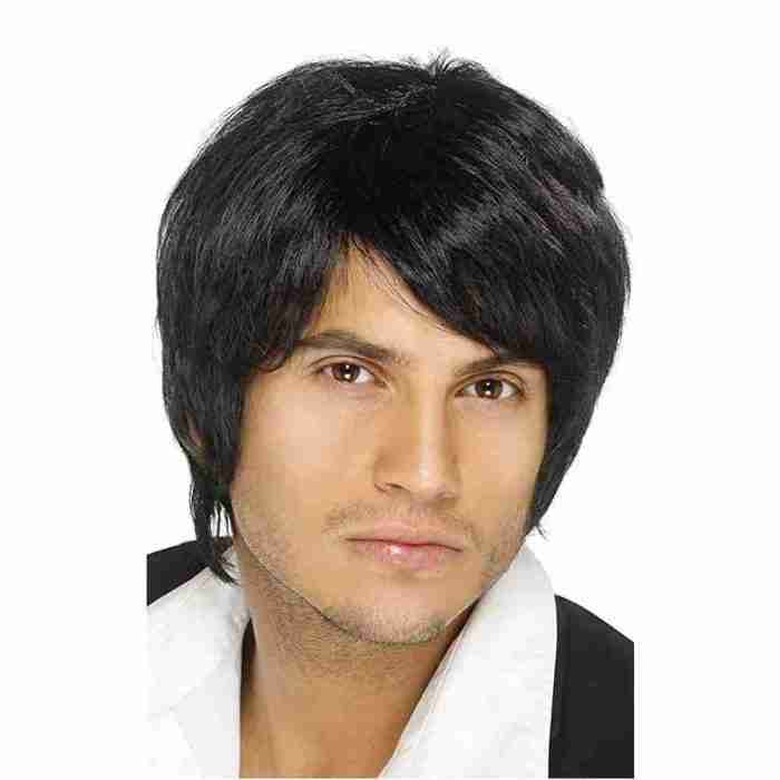 Boy Band Perücke schwarz kurz Herren Kostüm Zubehör