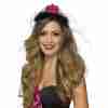 Braut Tiara Rosa Schwarz mit Schleier Hochzeit Accessoire