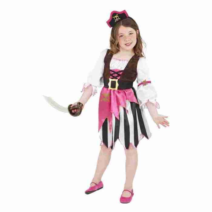 Piratenkostüm Kinder rosa Mädchen Kleid Stirnband