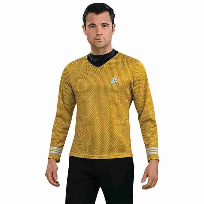 Star Trek Captain Kirk Kostüm Shirt in Gold mit Sternenflotten-Abzeichen