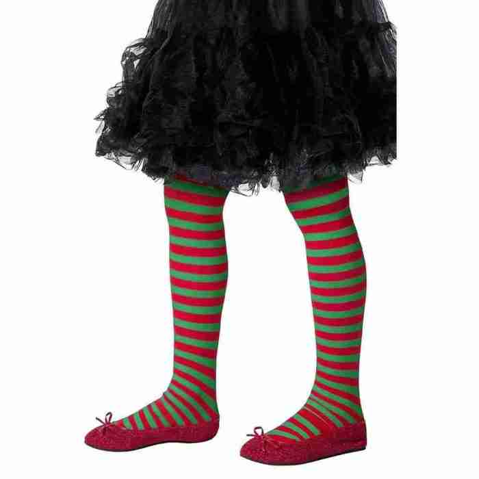 Kinderstrumpfhose gestreift rot grün Smiffy's Karneval Strumpfhose