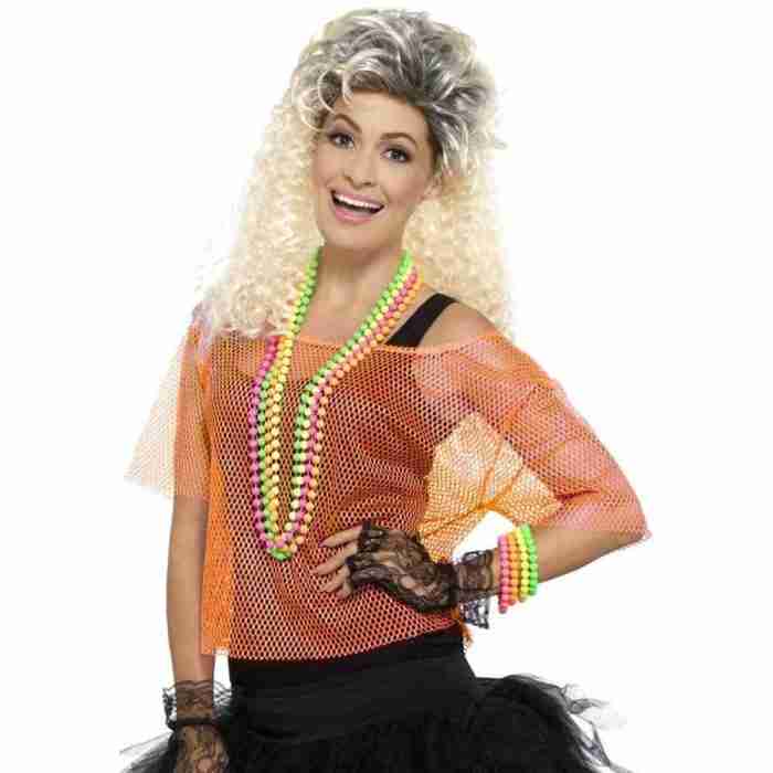 80er Jahre Netzoberteil Damen in Neon Orange