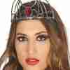 Teufel Diadem mit Rubin silber Halloween Karneval Kopfschmuck