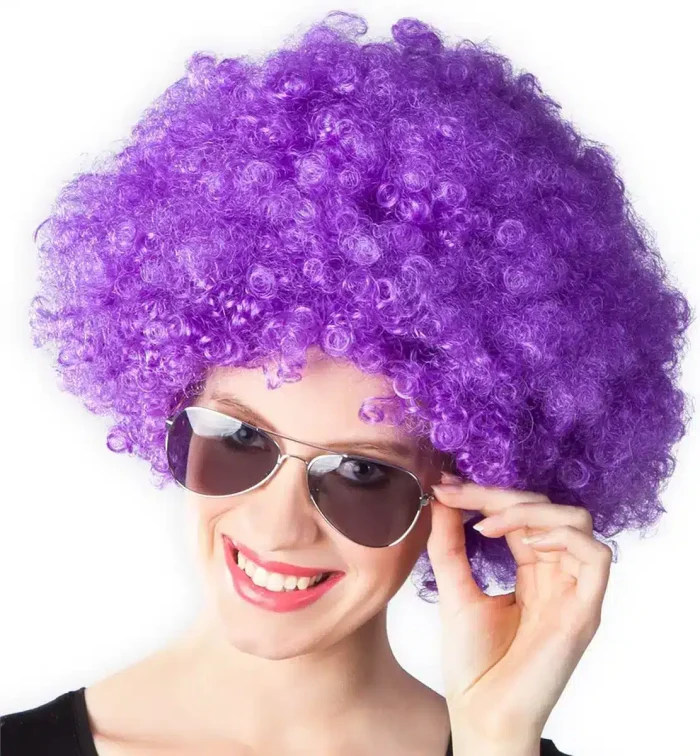 Afro Perücke Lila 70er Jahre Kostüm Accessoire Retro Style