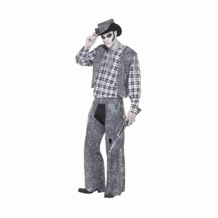 Cowboy Kostüm Herren grau schwarz Halloween Geister Western Verkleidung