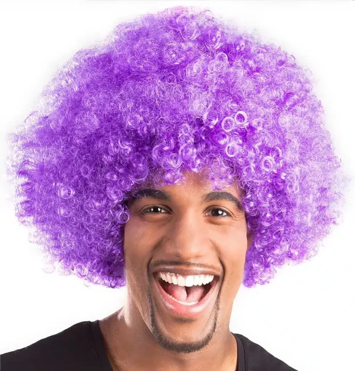 Lila Afro Perücke Unisex Disco Style Karneval Fasching