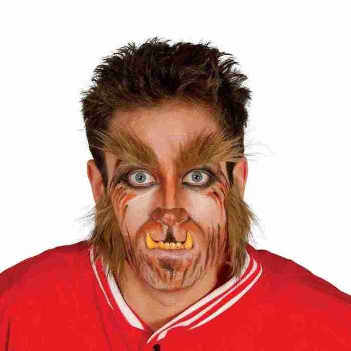 Werwolf Augenbrauen & Koteletten braun Wolfman Bart Set Halloween