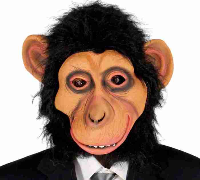Tiermaske Schimpanse schwarz mit Haaren realistische Karnevalsmaske