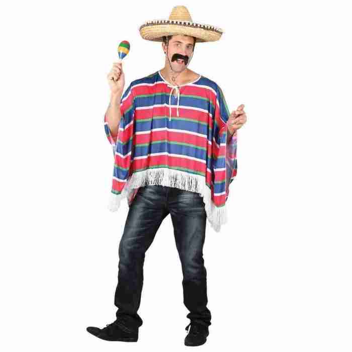 Mexikanischer Poncho Kostüm mehrfarbig traditionelle Muster Karneval