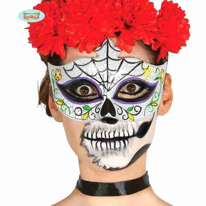 Halloween Augenmaske Tag der Toten weiß Totenkopf Design Zombie Herren