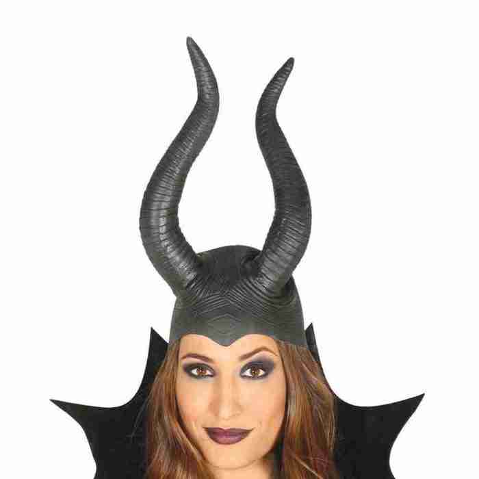 Maleficent Hörner Kopfschmuck schwarz Latex böse Königin Halloween Kostüm