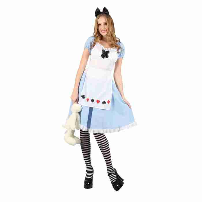 Faschingskostüm Damen Alice im Wunderland - Blaues Kleid mit weißer Schürze