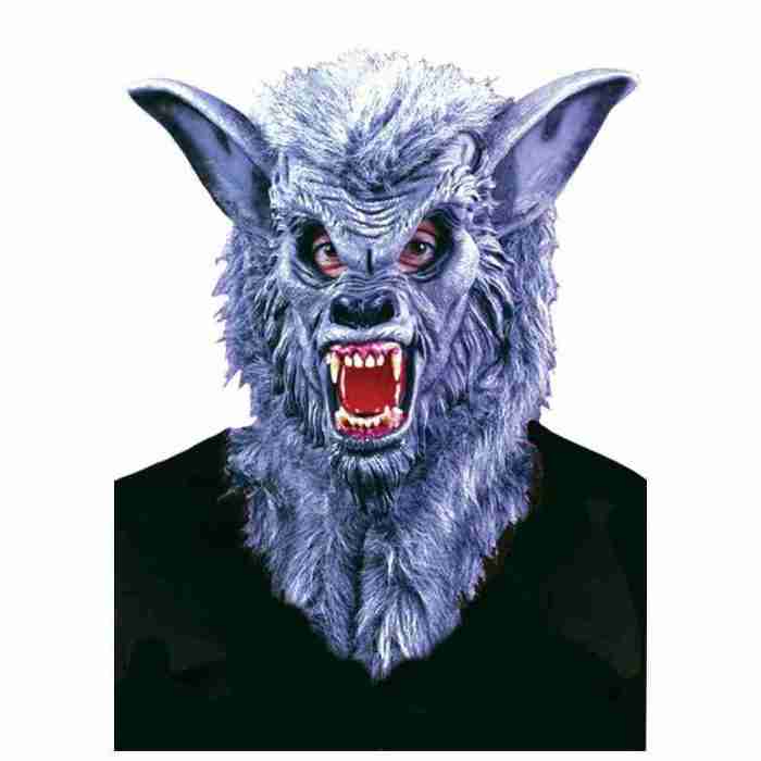 Werwolf Maske mit Zähnen grau Halloween Horror Maske