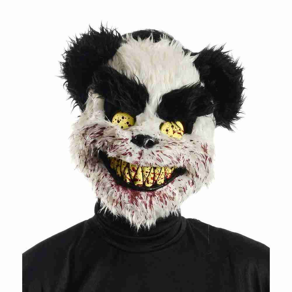 Horror Maske Charles Teddy Bär schwarz weiß Halloween Kostüm