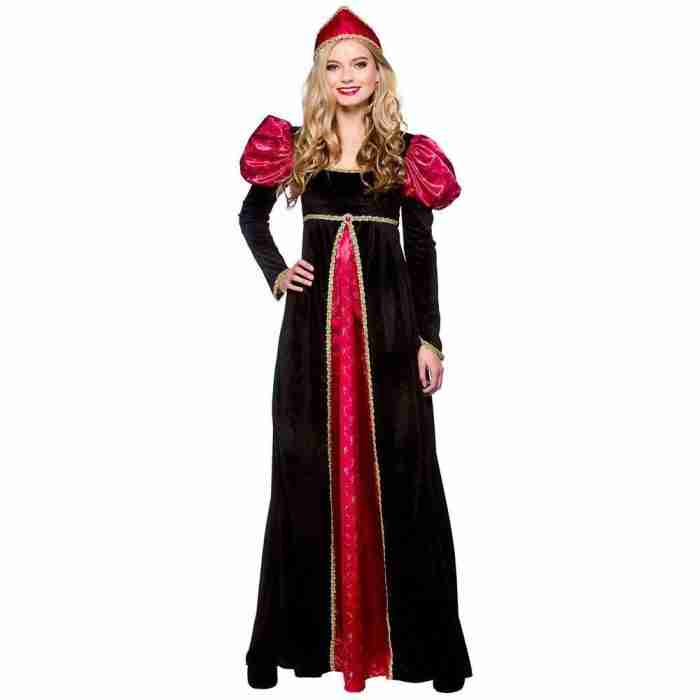 Mittelalterliches Königin Kostüm - Gothic Queen Verkleidung in rot-schwarz