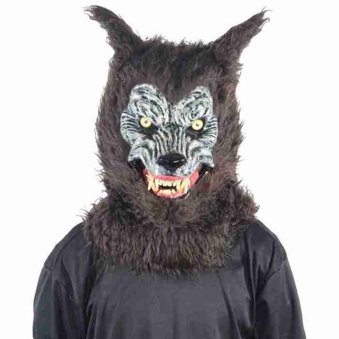Werwolf Maske mit beweglichem Mund Halloween Horror Maske schwarz
