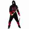 Ninja Krieger Kostüm Herren in Schwarz mit rotem Design - Carnival Store