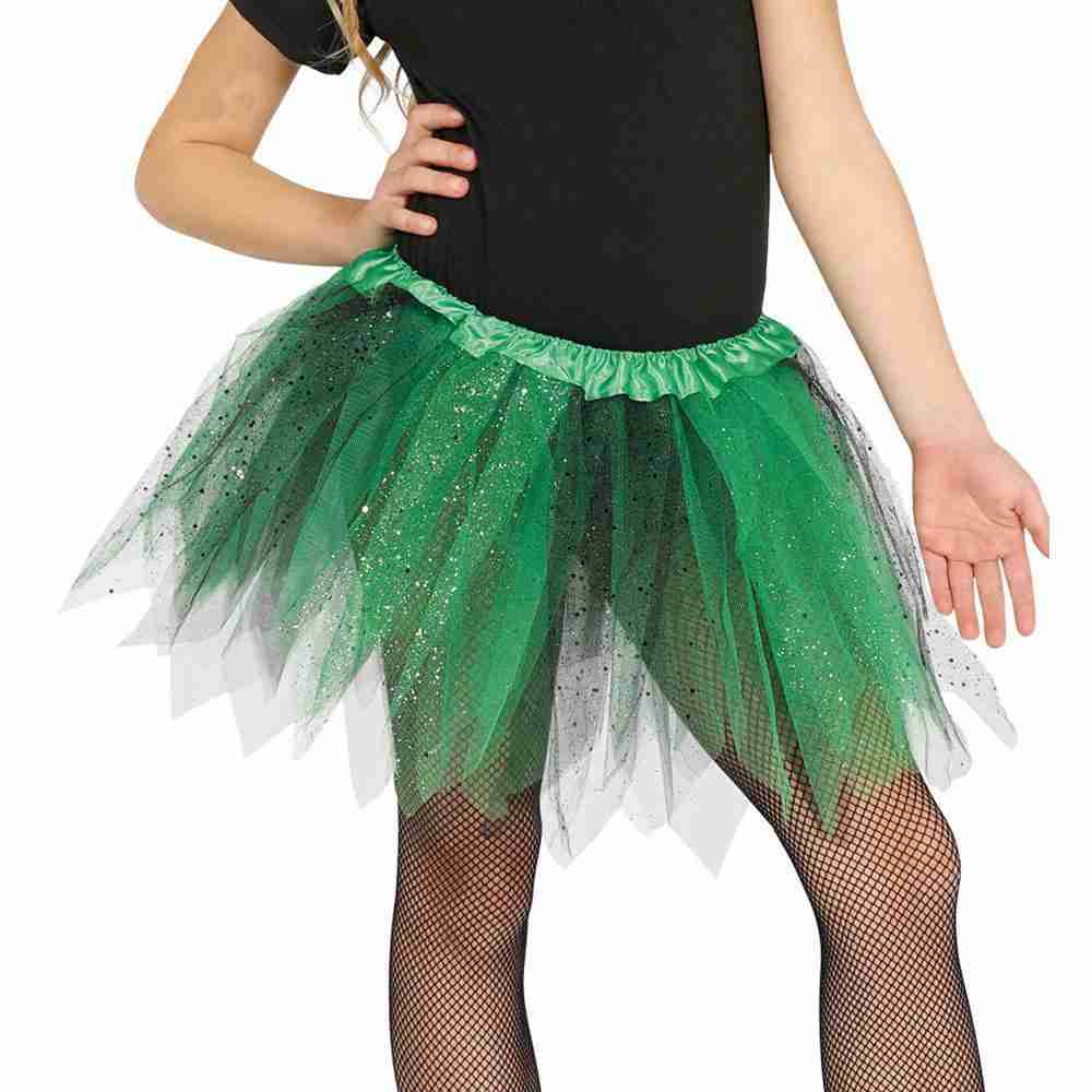 Schwarz-Grün Kinder Tutu - Glitzer Ballettrock in Kontrastfarben