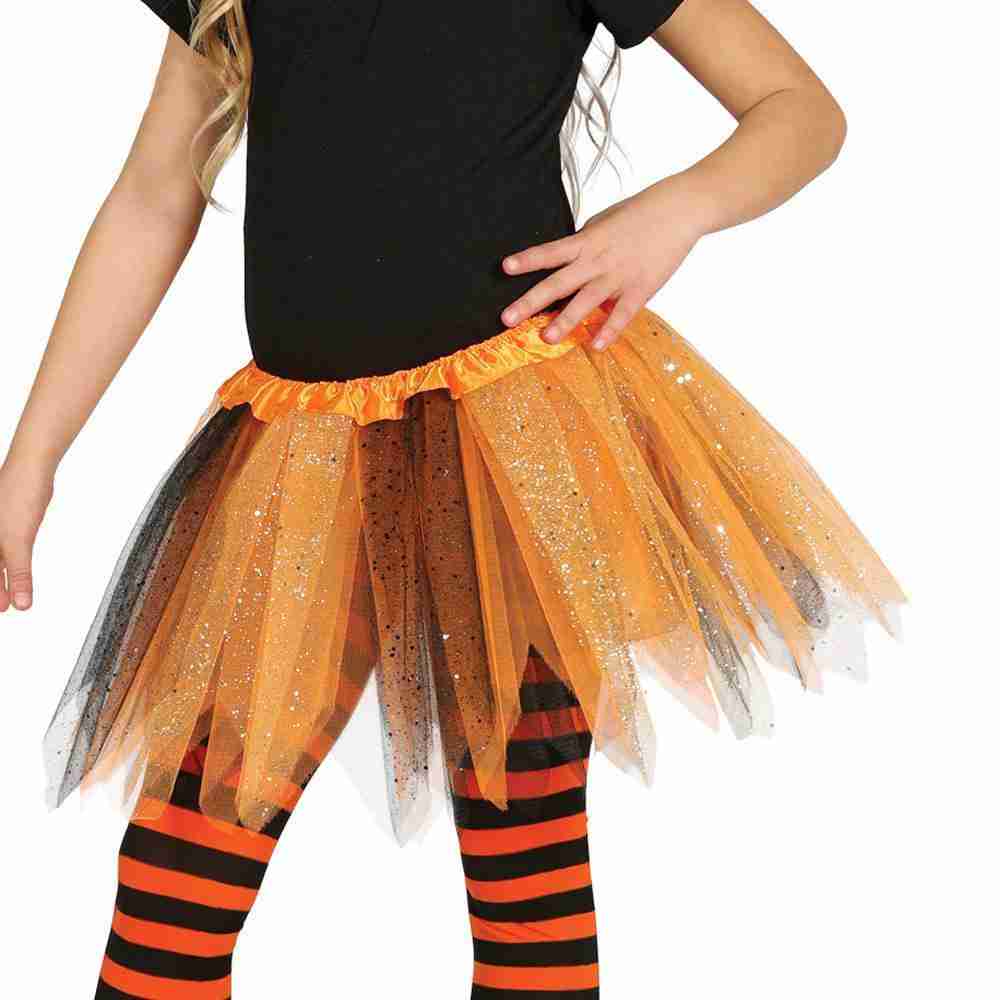 Schwarz-Orange Glitzer Tutu - Zweifarbiger Tüllrock für Kinder