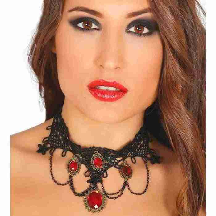 Schwarzer Ruby Choker eleganter Halsschmuck Damen Accessoire
