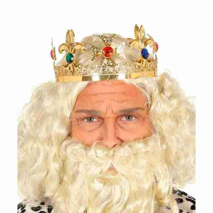 Königskrone Gold mit bunten Edelsteinen Karnevalskrone