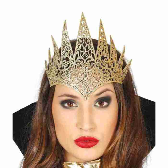 Königin Tiara Gold Damen Krone Diadem Karneval Halloween Kostüm Accessoire