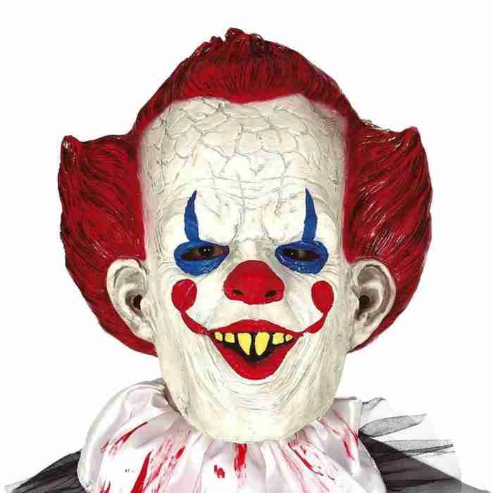 Halloween Horror Maske Sinister Clown Latex rot weiß Erwachsene