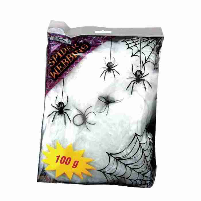 Spinnennetz Dekoration 100g weiß Halloween Spinnweben Fiestas Guirca