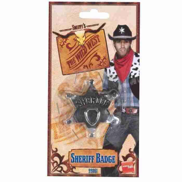 Sheriff Stern Abzeichen Silber Metall Western Cowboy Accessoire