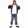 Kinder Kostüm Grease T-Birds Jacke Schwarz mit Logo für Jungen