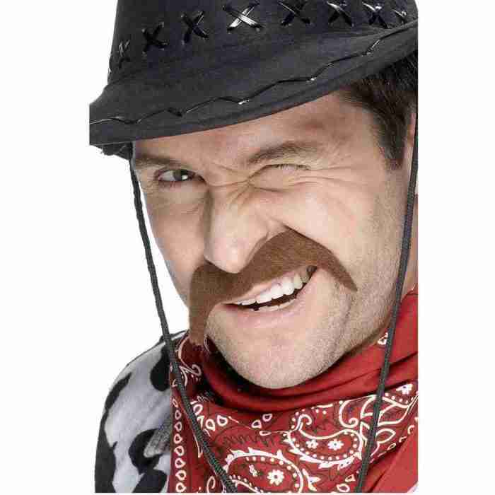 Cowboy Schnurrbart Braun selbstklebend Western Bart Accessoire