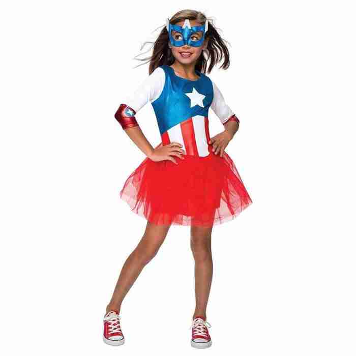 Captain America Kostüm Mädchen Metallic - Superhelden Karnevalskostüm