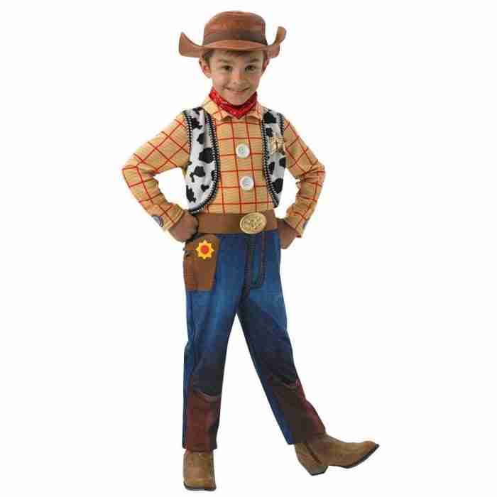 Woody Deluxe Kostüm Kinder - Komplettes Cowboy Set mit Hut und Halstuch