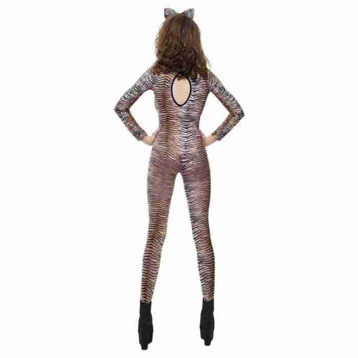 Tiger Print Body Braun Damen Kostüm Rückansicht