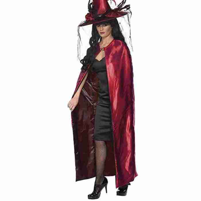 Wendecape Rot Schwarz Damen Kostüm Umhang für Halloween