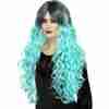 Gothic Glamour Perücke Türkis mit dunklem Ansatz Damen Halloween