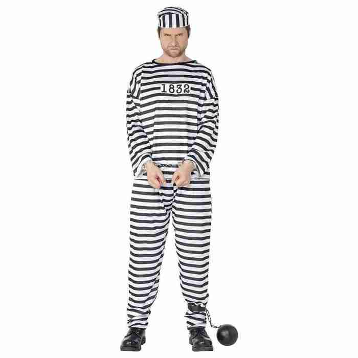 Sträflingskostüm Herren schwarz-weiß gestreift mit Hut - carnivalstore.de
