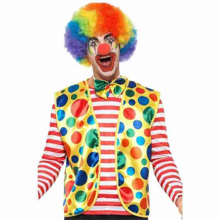 Clown Kostüm Gelb mit Weste und Fliege Herren Karnevalskostüm