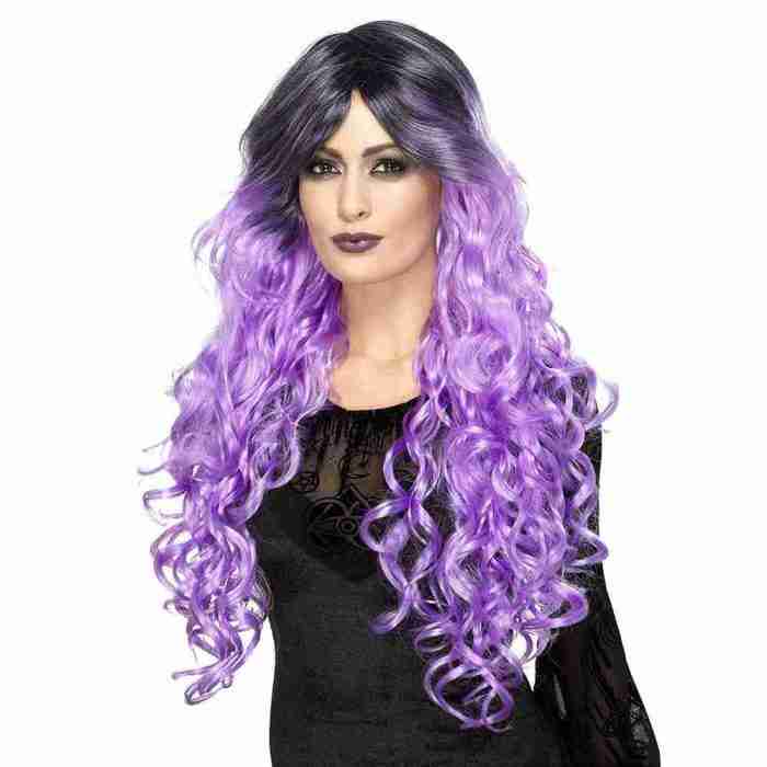 Gothic Perücke Lila mit dunklem Ansatz Damen Karneval Fasching
