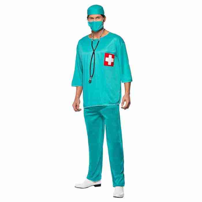 Chirurg Kostüm Grün Herren - Professionelles Arzt Outfit für Halloween