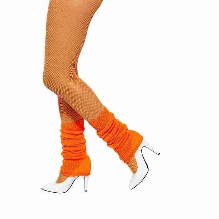 Beinstulpen Orange Neon 80er Jahre Damen Legwarmers Smiffy's
