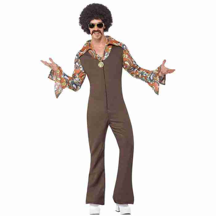 Herren 70er Jahre Kostüm Braun Disco Jumpsuit - carnivalstore.de