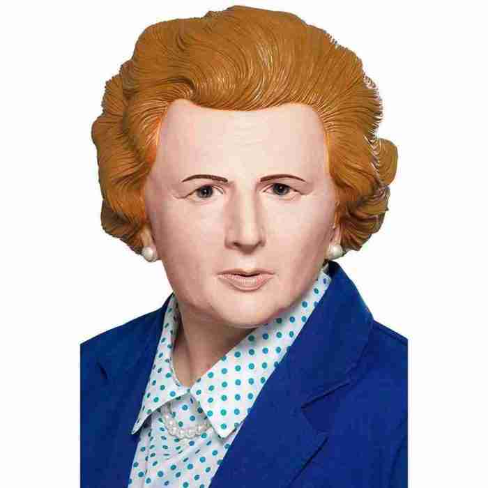 Iron Lady Maske Latex braun Detailansicht Celebrity Verkleidung