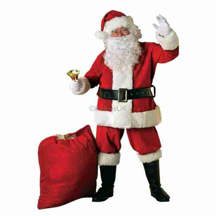 Weihnachtsmann Kostüm Samt rot Deluxe Santa Anzug Erwachsene
