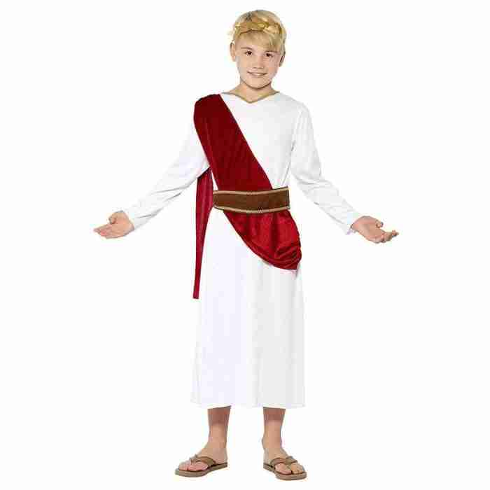 Römerkostüm Kinder Junge in Weiß mit Robe und Gürtel - carnivalstore.de