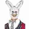 Karneval Tiermaske weißer Hase mit Fell Unisex Faschingsmaske