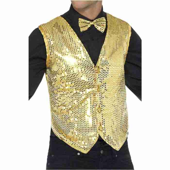 Goldene Pailletten Weste für Herren - Karnevalskostüm Detail