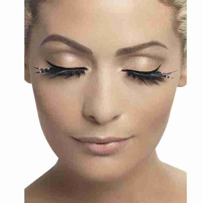Kostüm Wimpern schwarz Federwimpern Set Damen Karneval